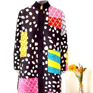 Pleated Leopard Printed Dress Stand Neck Single Breasted Mid-length